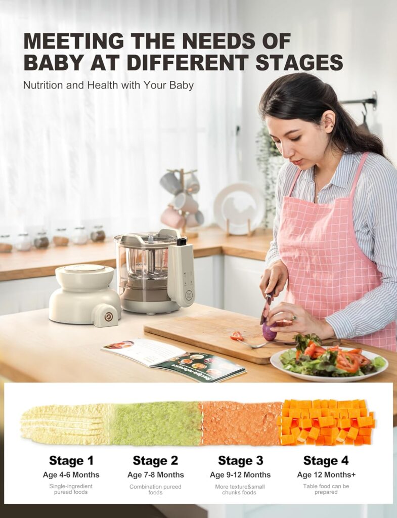 Auto Baby Food Maker, Baby Food Processor, Blender Steamer, Puree Machine with Auto Cooking Easy Cleaning,Glass Bowl, Dishwasher Safe, Cook at Home, Touch Screen Control