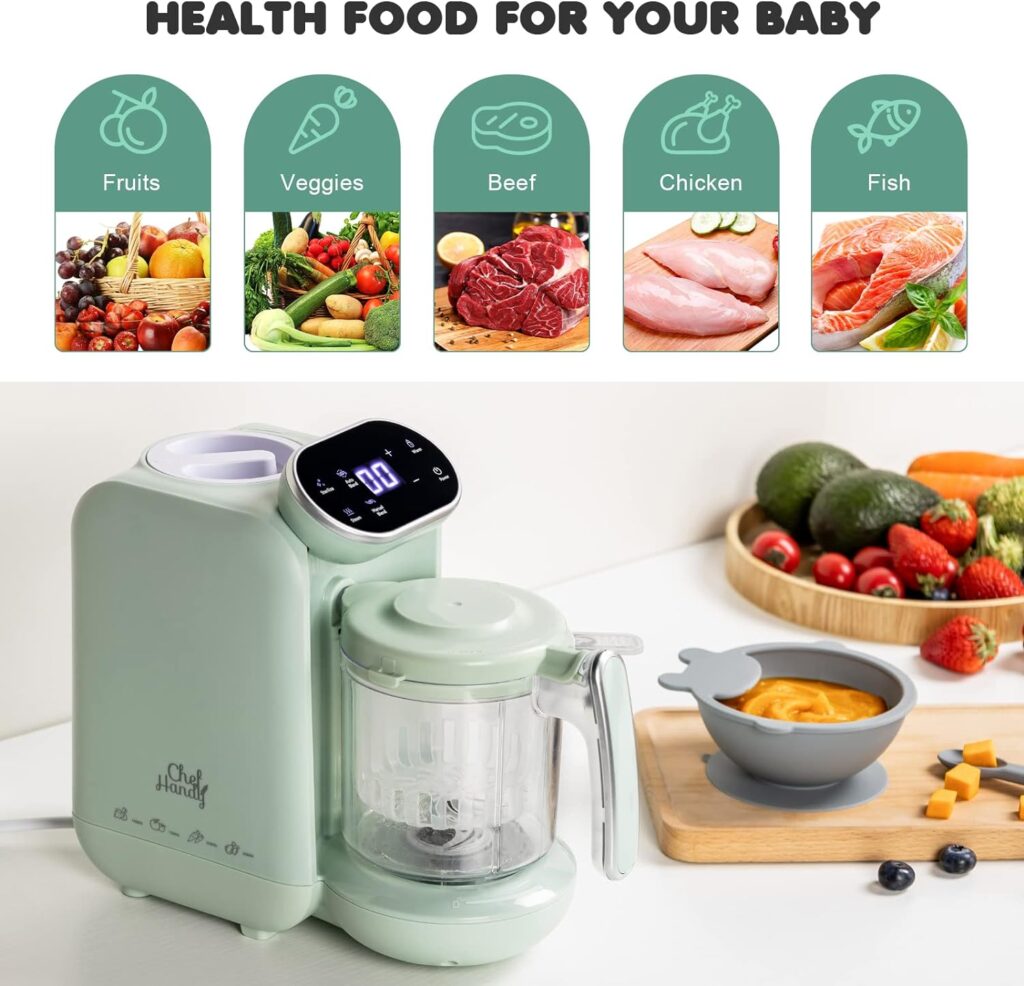 Baby Food Maker, 5 in 1 Baby Food Processor, Smart Control Multifunctional Steamer Grinder with Steam Pot, Auto Cooking Grinding, Baby Food Warmer Mills Machine (Yellow)