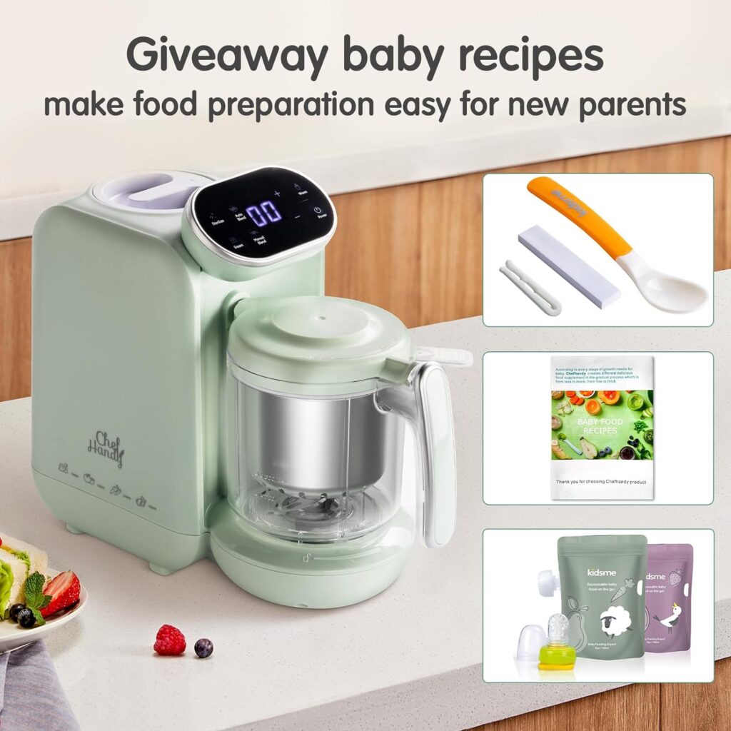 Baby Food Maker, 5 in 1 Baby Food Processor, Smart Control Multifunctional Steamer Grinder with Steam Pot, Auto Cooking Grinding, Baby Food Warmer Mills Machine (Yellow)