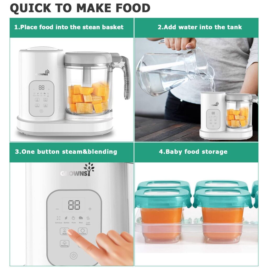 Baby Food Maker | Baby food Processor | All-in-One Baby Food Puree Blender Steamer Grinder Mills Machine Auto Cooking Grinding with Self Cleans Touch Screen LCD Display, BPA Free