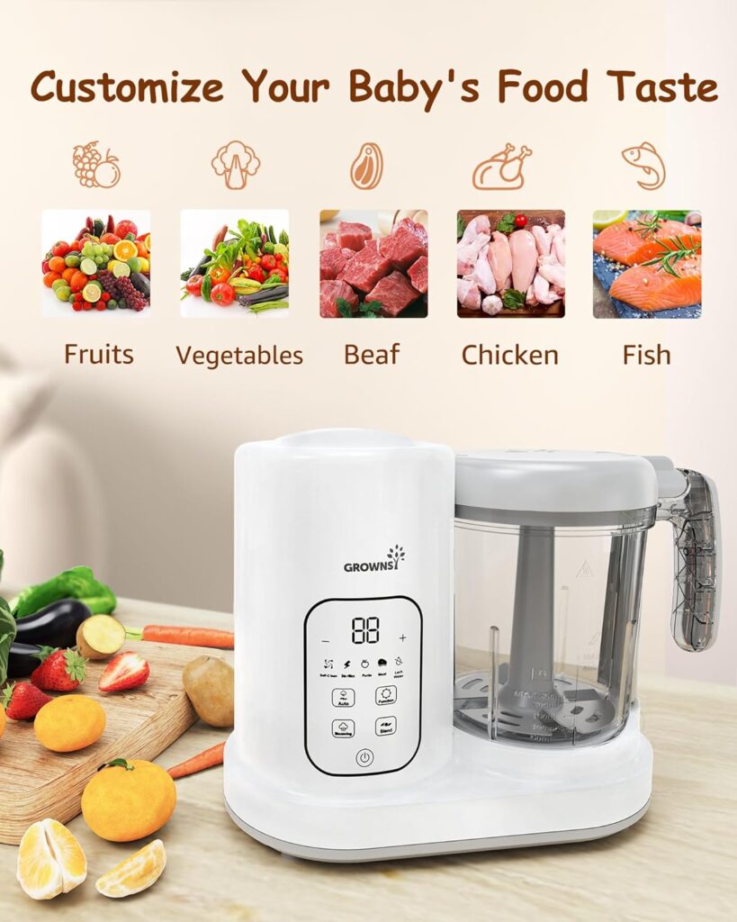 Baby Food Maker | Baby food Processor | All-in-One Baby Food Puree Blender Steamer Grinder Mills Machine Auto Cooking Grinding with Self Cleans Touch Screen LCD Display, BPA Free