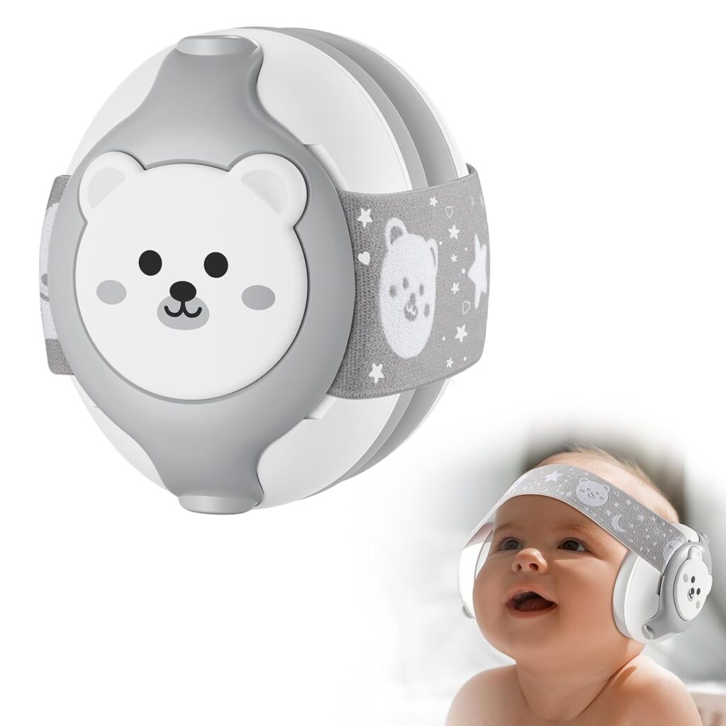 Baby Headphones-Infant Ear Protection for Babies 0-36 Months,Baby Earmuffs with Little Bear Design Noise Cancelling Headphones for Improves Sleep,Baby Travel Essentials for Outdoor