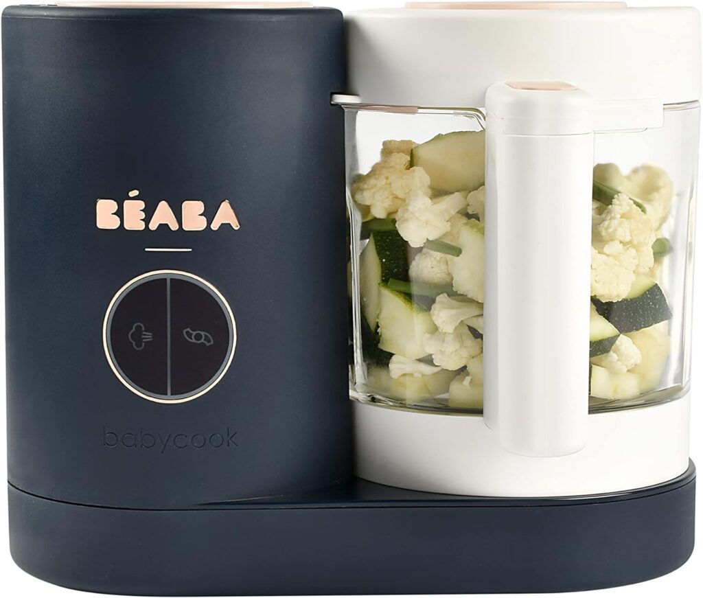 BEABA Babycook Neo, Glass Baby Food Maker, Glass Baby Food Processor, 4 in 1 Baby Food Steamer, Glass Baby Food Blender, Baby Essentials, Make Baby Food at Home, Makes 34 Servings in 20 Mins, Midnight