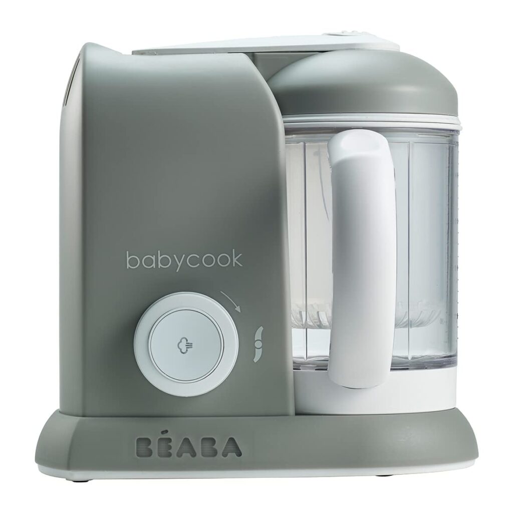 BEABA Babycook Solo 4 in 1 Baby Food Maker, Baby Food Processor, Steam Cook + Blend, Lrg Capacity 4.5 Cups 27 Servings in 20 Mins, Cook Healthy Baby Food at Home, Dishwasher Safe, Cloud