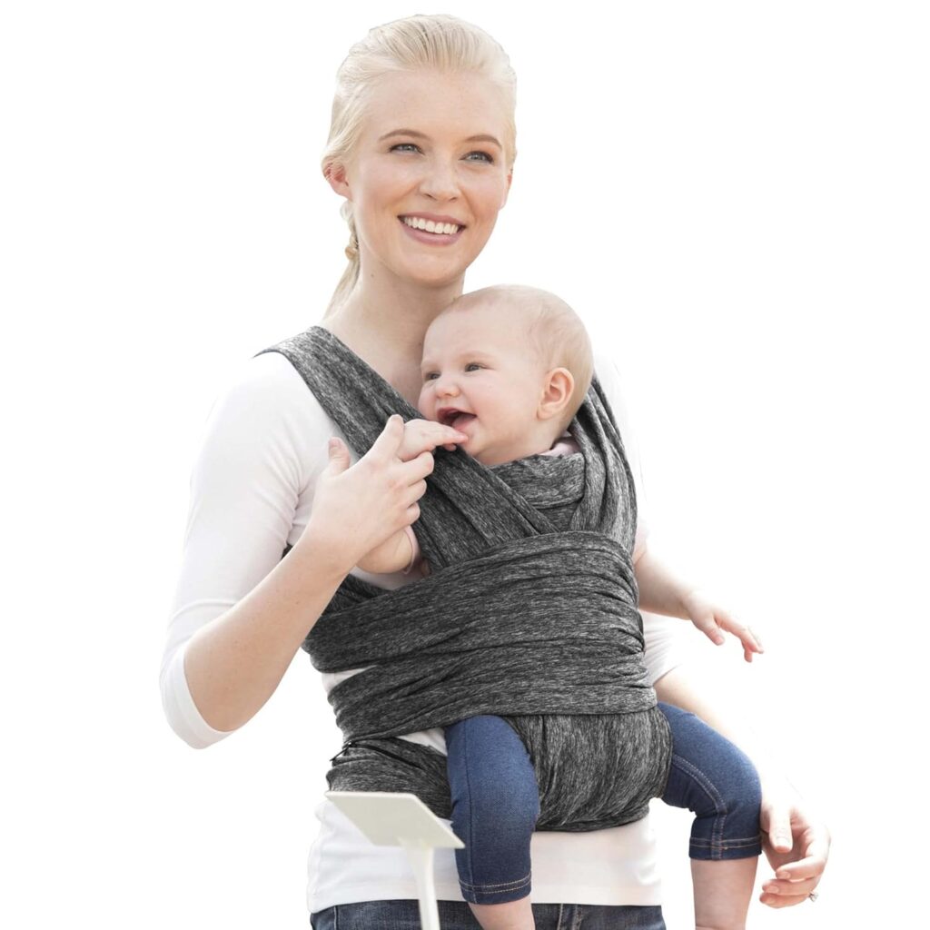 Boppy Adjustable Baby Carrier - Heathered Gray, Hybrid Wrap, 3 Positions, 0m+ 8-35lbs, Yoga-Fabric, Polyester Blend