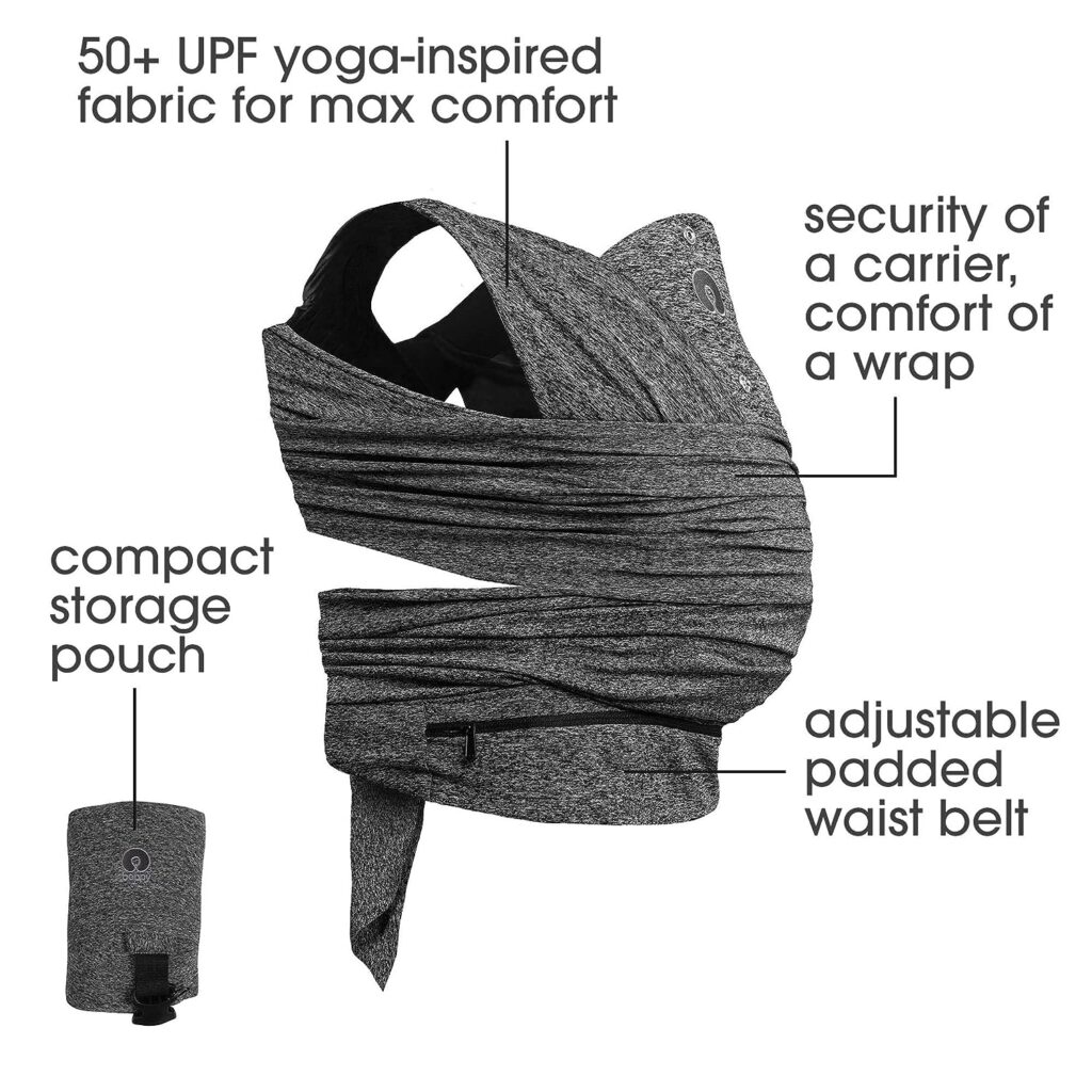 boppy adjustable baby carrier heathered gray hybrid wrap 3 positions 0m 8 35lbs yoga fabric polyester blend 3