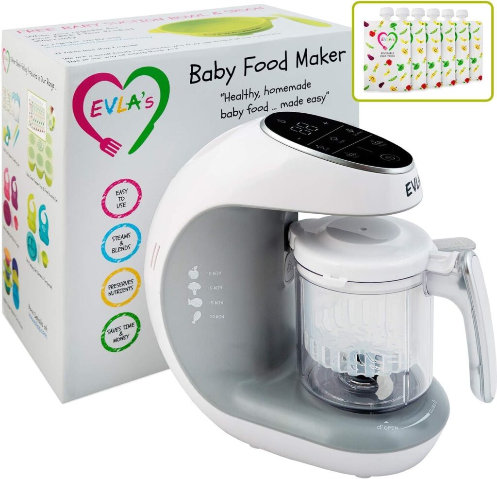 evlas baby food maker healthy homemade baby food in minutes steamer blender baby food processor touch screen control inc 1024x986 1