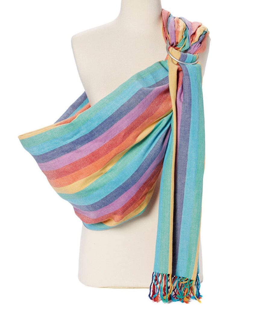 Hip Baby Wrap Ring Sling Baby Carrier for Infants and Toddlers - 100% Soft Cotton Baby Wraps Carrier for Babies 8-35 lbs - Perfect Baby Shower Gifts Moms and Dads - Nursing Cover (Summer Rainbow))