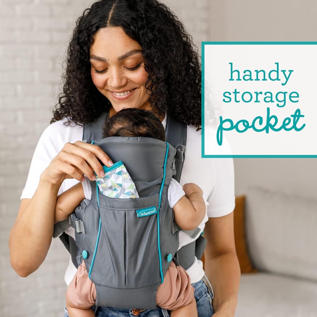 infantino swift classic carrier with pocket 2 ways to carry black carrier with wonder bib essentials storage front pocke 4