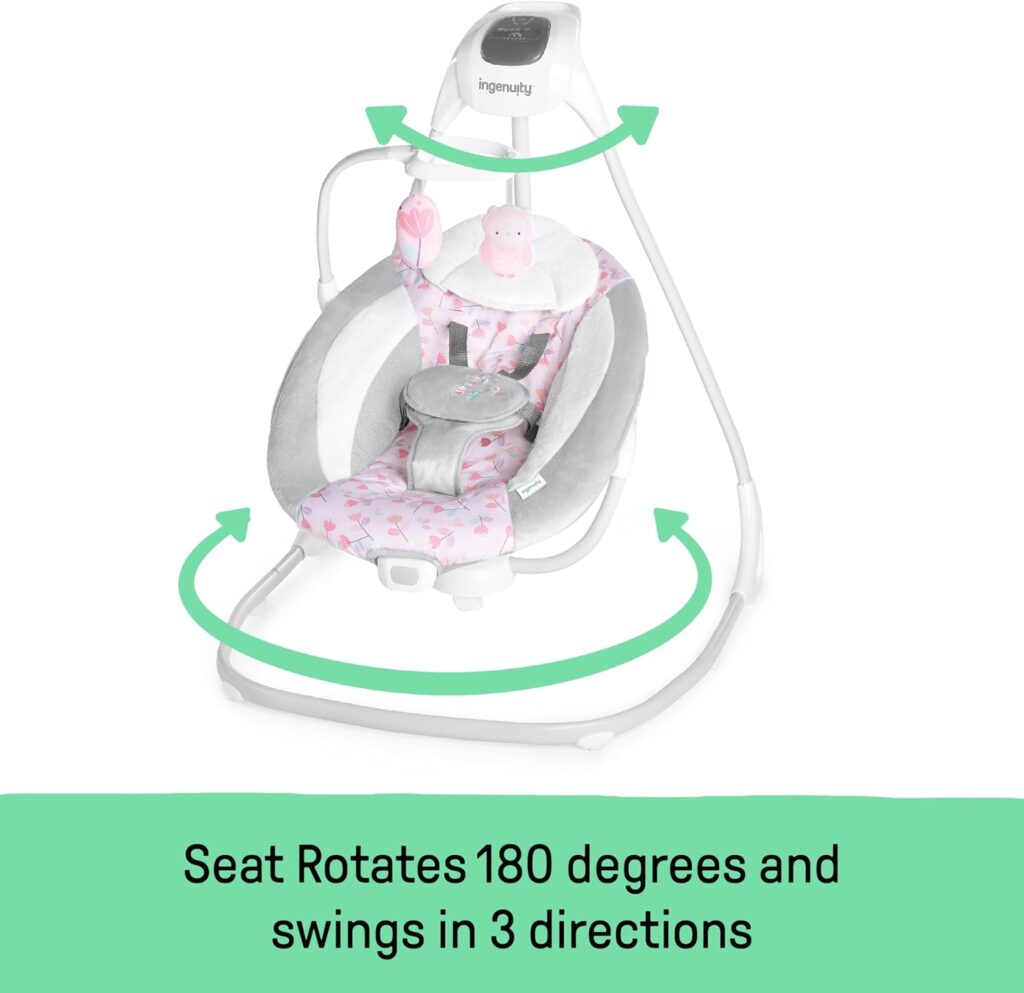 ingenuity simplecomfort lightweight compact 6 speed multi direction baby swing vibrations nature sounds 0 9 months 6 20 1 2