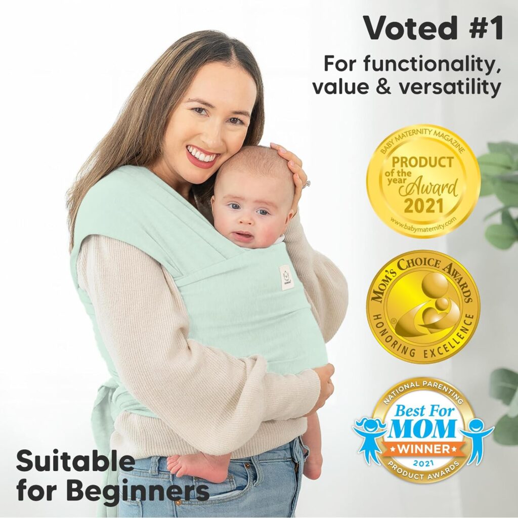 KeaBabies Baby Wrap Carrier - All in 1 Original Breathable Baby Sling, Lightweight,Hands Free Baby Carrier Sling, Baby Carrier Wrap, Baby Carriers for Newborn, Infant,Baby Wraps Carrier (Trendy Black)