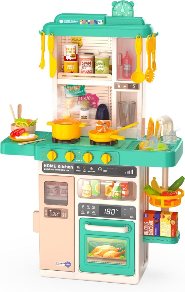 kids kitchen play setinteractive kids kitchen play set with 50pcs of pretend kitchen toysrealistic sound effectsand simu 647x1024 1