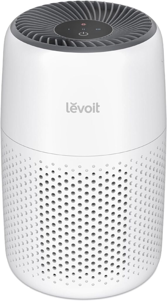 LEVOIT Air Purifiers for Bedroom Home, 3-in-1 Filter Cleaner with Fragrance Sponge for Sleep, Smoke, Allergies, Pet Dander, Odor, Dust, Office, Desktop, Portable, HEPA at Speed Ⅰ, Core Mini-P, White