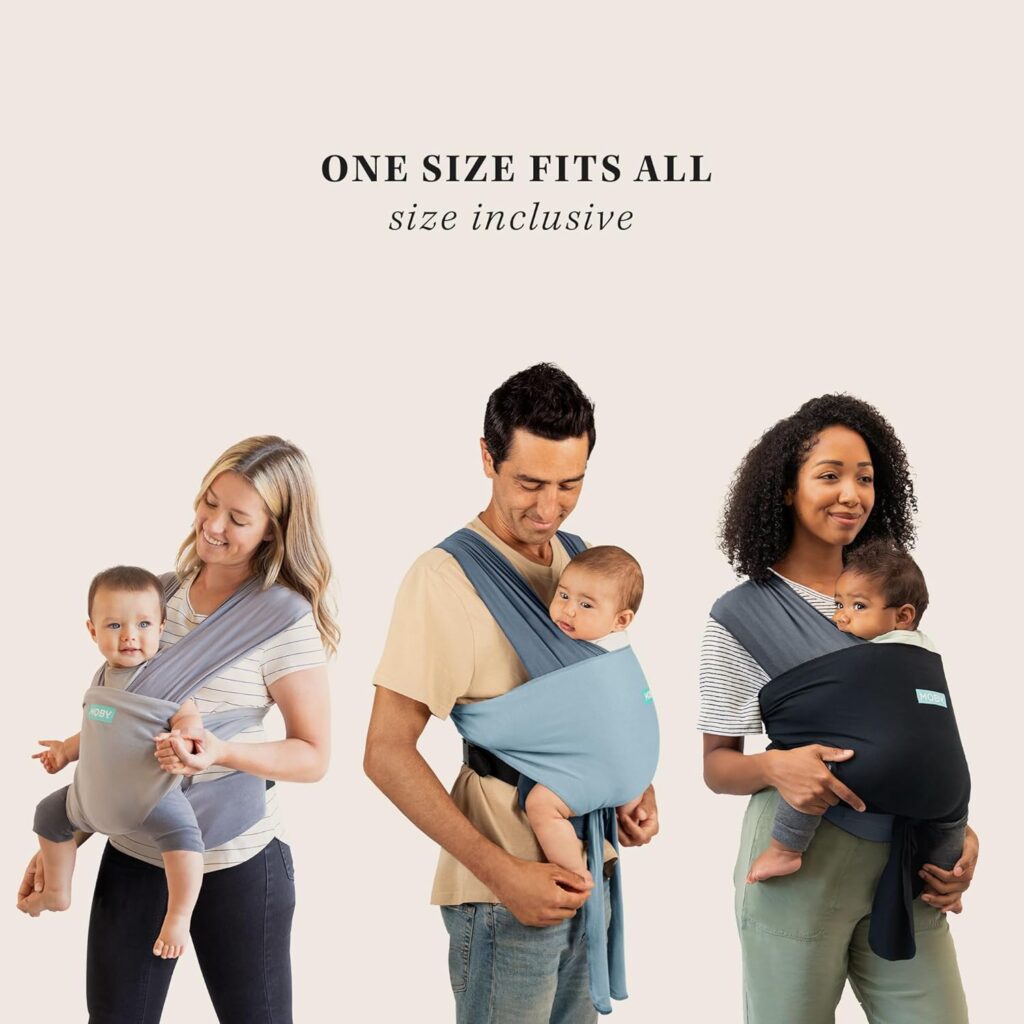 Moby Easy-Wrap Carrier | Baby Carrier and Wrap in One for Mothers, Fathers, and Caregivers | Designed for Newborns, Infants, and Toddlers | Holder Can Carry Babies up to 33 lbs | Smoked Pearl