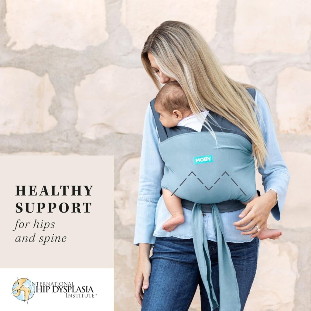 Moby Easy-Wrap Carrier | Baby Carrier and Wrap in One for Mothers, Fathers, and Caregivers | Designed for Newborns, Infants, and Toddlers | Holder Can Carry Babies up to 33 lbs | Smoked Pearl