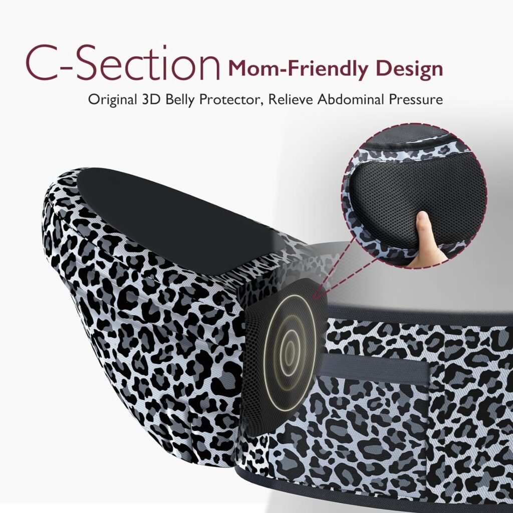 Momcozy Hip Seat Baby Carrier - Adjustable Waistband with Original 3D Belly Protector, Ergonomic Carrier with Various Pockets for Newborns Toddlers up to 45lbs (Black, Medium)