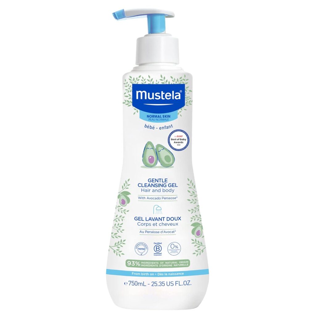 Mustela Baby Gentle Cleansing Gel - Baby Hair Body Wash - with Natural Avocado fortified with Vitamin B5 - Biodegradable Formula Tear-Free - 1 or 2-Pack - Various Sizes