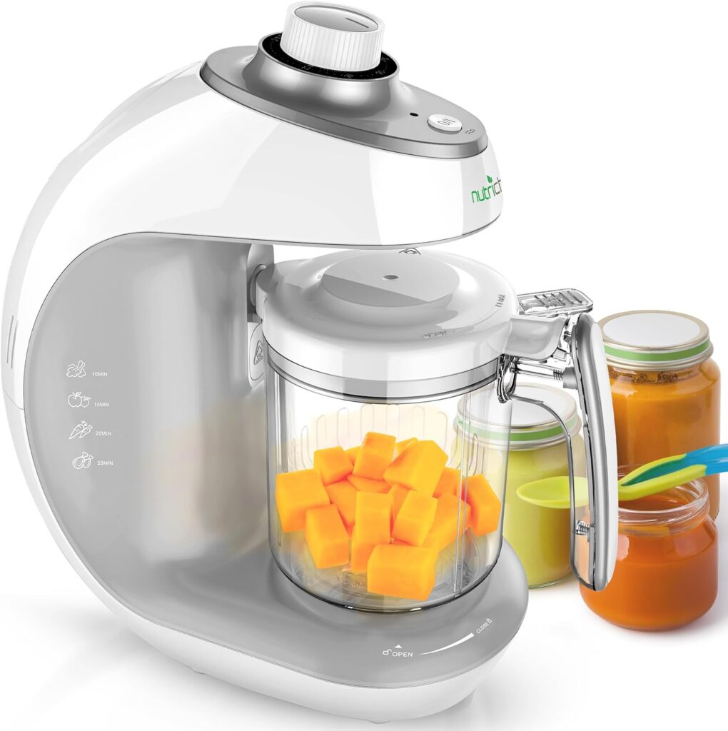 NutriChef Baby Food Maker | 2-in-1 Steam Cooker Puree Blender | Adjustable Steam Timer | Blend Organic Food for Babies, Infants Toddlers | Includes Dishwasher Safe Steam Basket Bowl