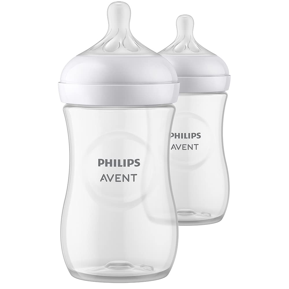 Philips AVENT Natural Baby Bottle with Natural Response Nipple, Clear, 9oz, 4pk, SCY903/04