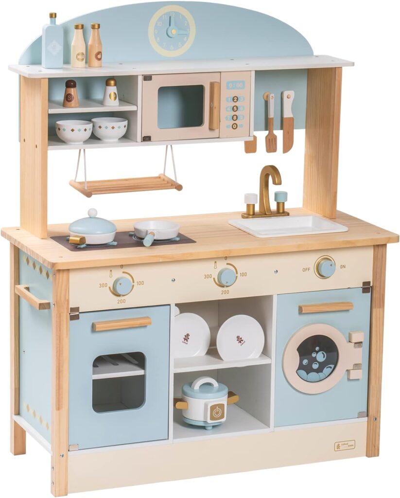 robud wooden play kitchen set for kids toddlers toy kitchen gift for boys girls age 3 823x1024 1