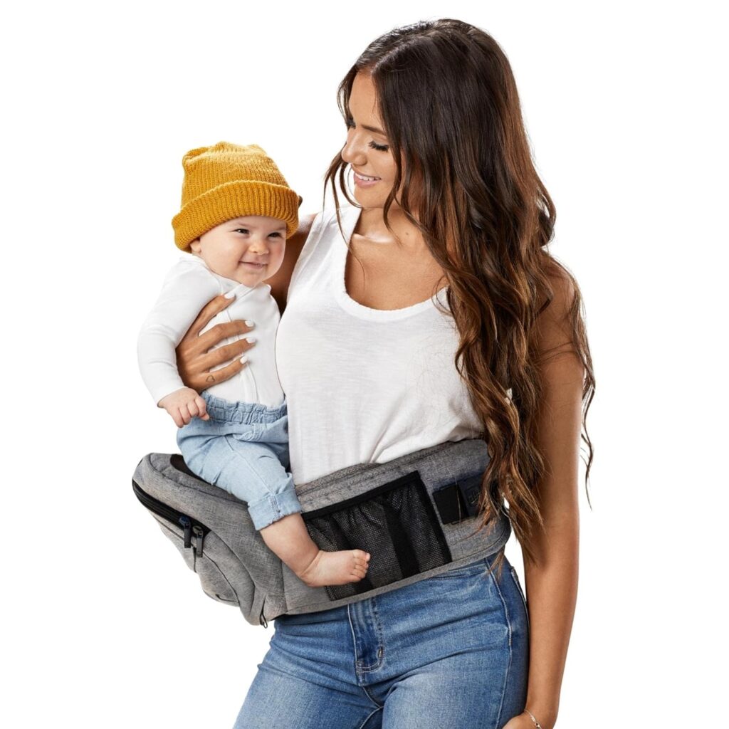 Tushbaby - Safety-Certified Hip Seat Baby Carrier - Mom’s Choice Award Winner, Seen on Shark Tank, Ergonomic Carrier Extenders for Newborns Toddlers (Carrier, Grey)