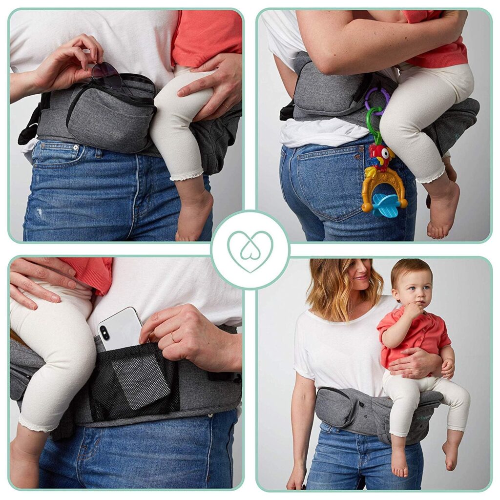 Tushbaby - Safety-Certified Hip Seat Baby Carrier - Mom’s Choice Award Winner, Seen on Shark Tank, Ergonomic Carrier Extenders for Newborns Toddlers (Carrier, Grey)