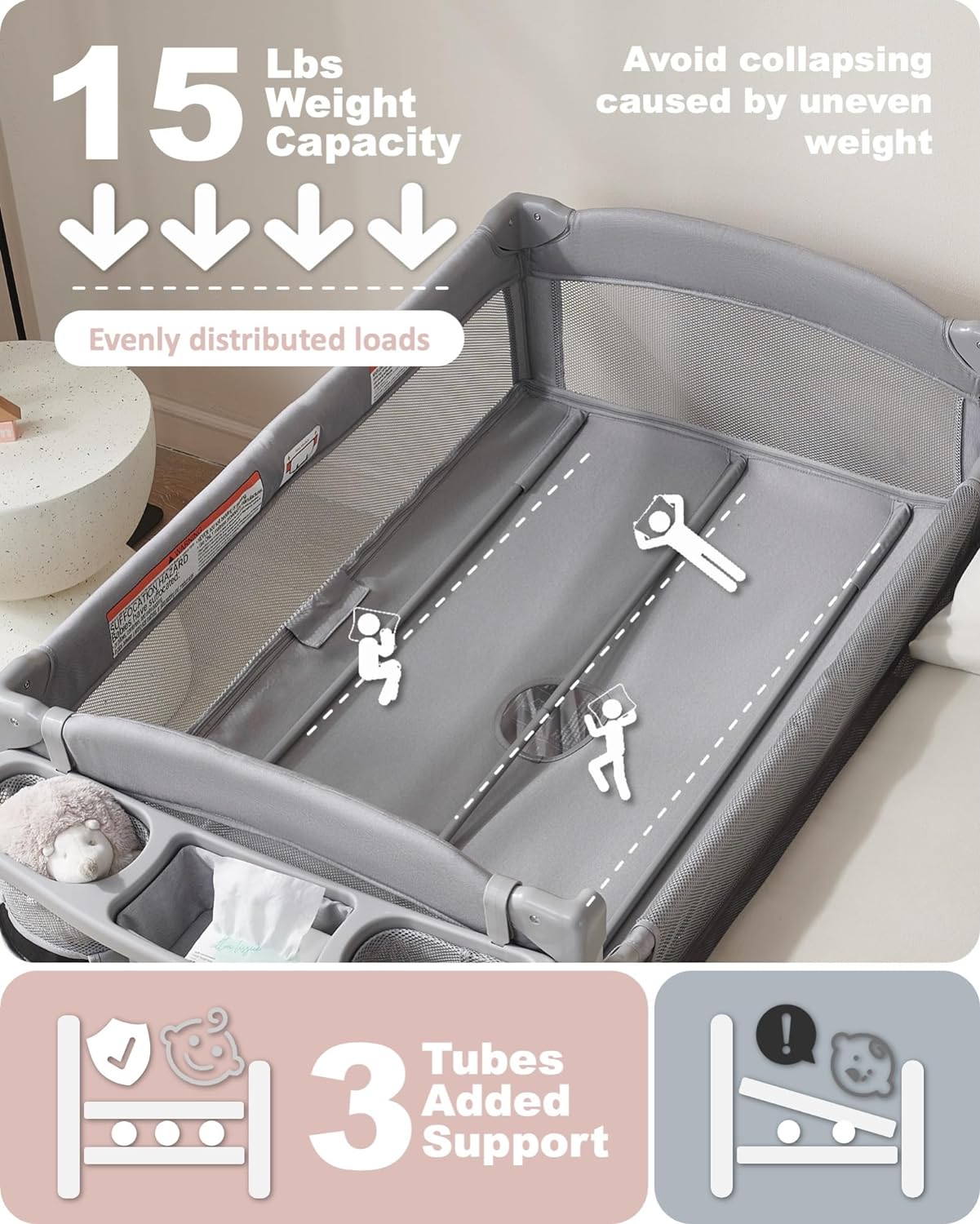 Bassinet Bedside Sleeper, Baby Bed Crib for Newborn, Bedside Crib Sleeper with 4 Auto-Lock Adjustable Height, Breathable MeshMattress