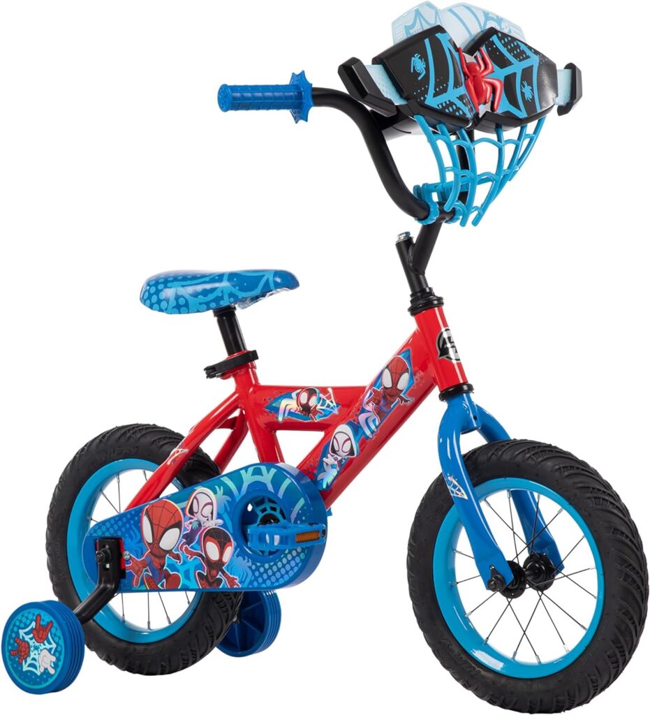 huffy marvel spidey his amazing friends 12 kids bike with training wheels quick connect assembly red 3