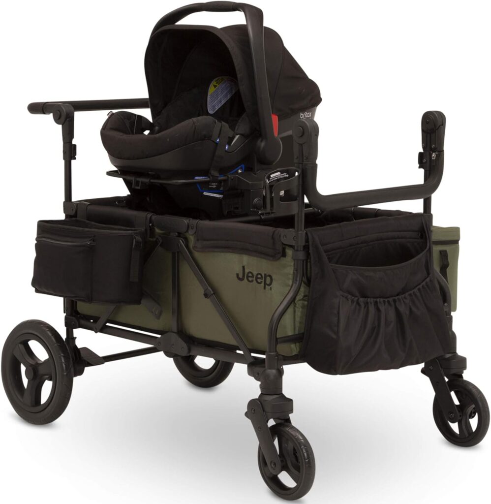 jeep deluxe wrangler stroller wagon with cooler bag and parent organizer by delta children blackgreen