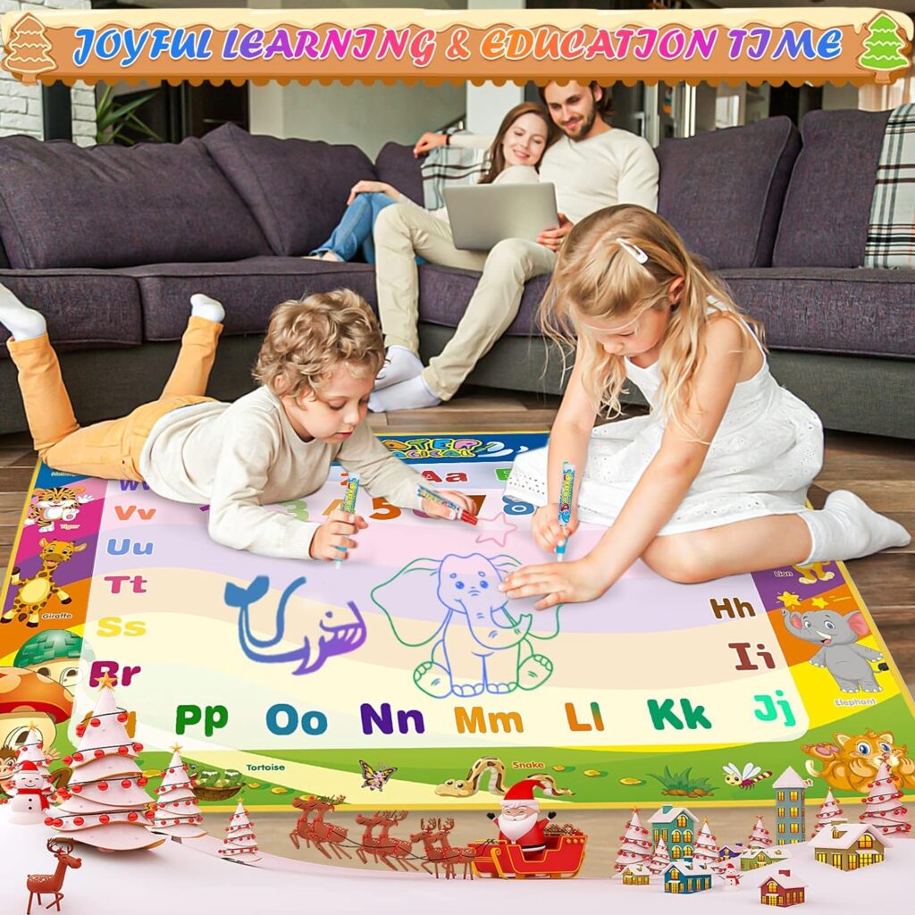 Kids Toys Water Doodle Mat - 40 X 30 Inches Reusable Large Painting Writing Color Doodle Mat Drawing Board, Toddler Educational Toys for Age 3 4 5 6 Year Old Girls Boys Birthday Gift