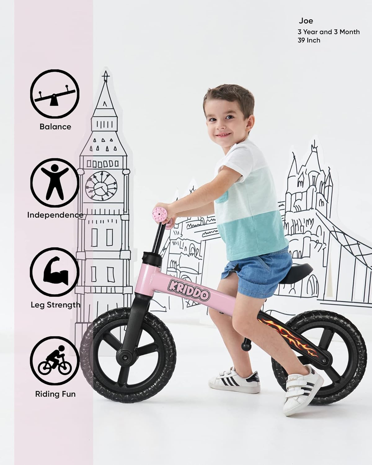 KRIDDO Toddler Balance Bike 2 Year Old, Age 24 Months to 5 Years Old, Early Learning Interactive Push Bicycle with Steady Balancing, Gift Bike for 2-5 Boys Girls