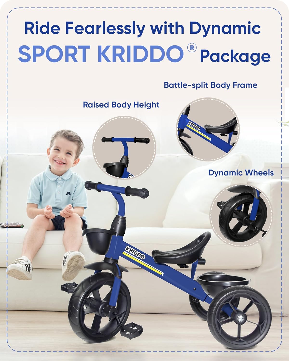 KRIDDO Tricycles Age 24 Month to 4 Years, Toddler Kids Trike for 2.5 to 5 Year Old, Gift for 2-4 Year Olds , Green