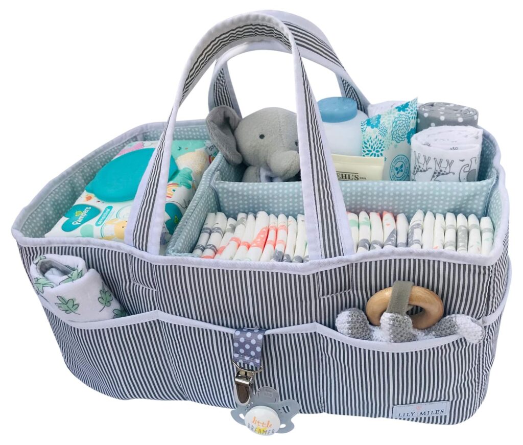 lily miles baby diaper caddy large organizer tote bag for baby essentials boy or girl baby shower basket nursery must ha 1024x871 1