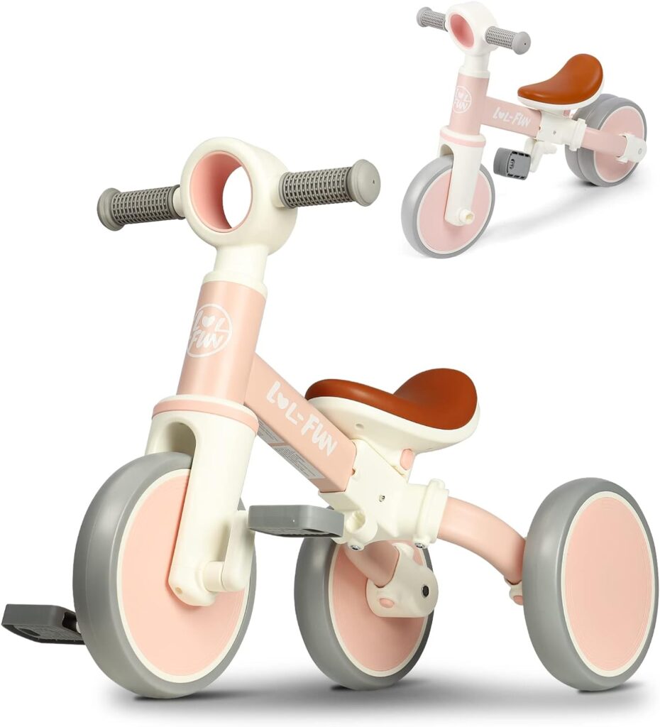 lol fun 4 in 1 toddler balance bike for 1 4 years old boys girls gift 3 wheel baby bicycle for 1 year old kids tricycle 1 1