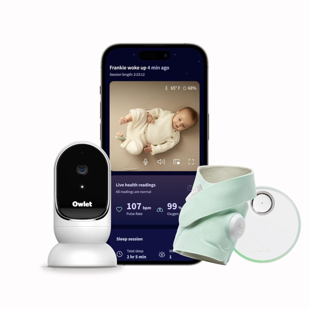 Owlet® Dream Duo Smart Baby Monitor: FDA-Cleared Dream Sock® plus Owlet Cam - Tracks Notifies for Pulse Rate Oxygen while viewing Baby in 1080p HD WiFi Video - Mint