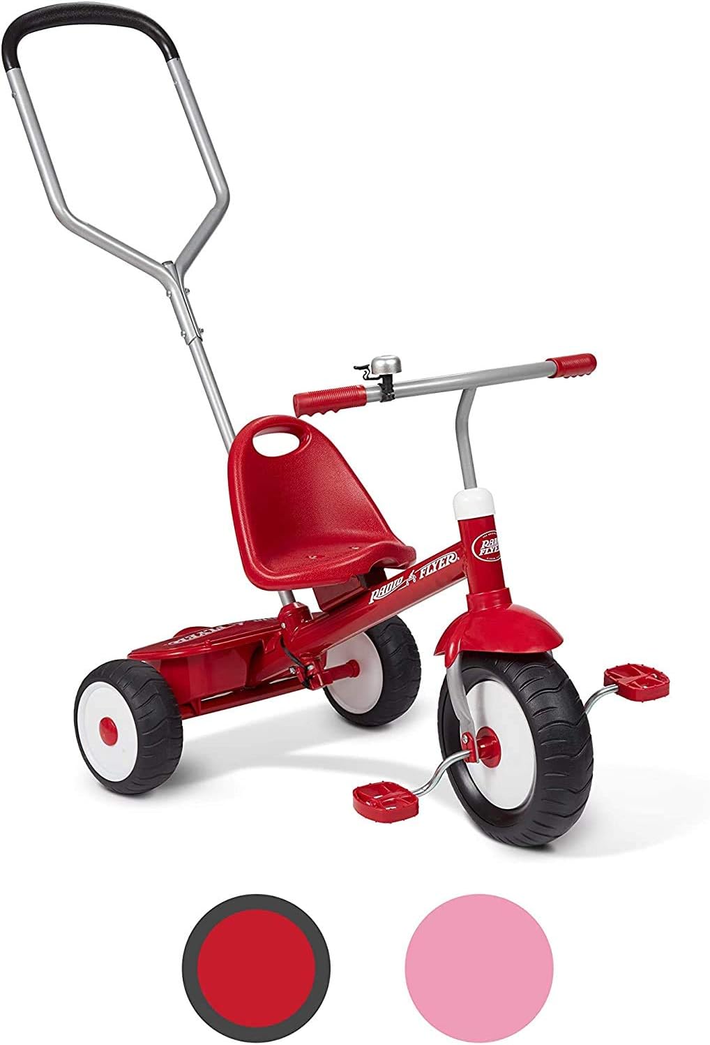 Radio Flyer Deluxe Steer Stroll Ride-On Trike, Tricycle For Toddlers Age 2-5, Toddler Bike, Red