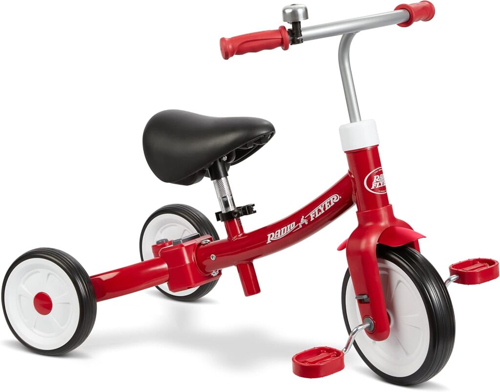 radio flyer triple play trike toddler tricycle balance bike and ride on ages 1 3 large red 3