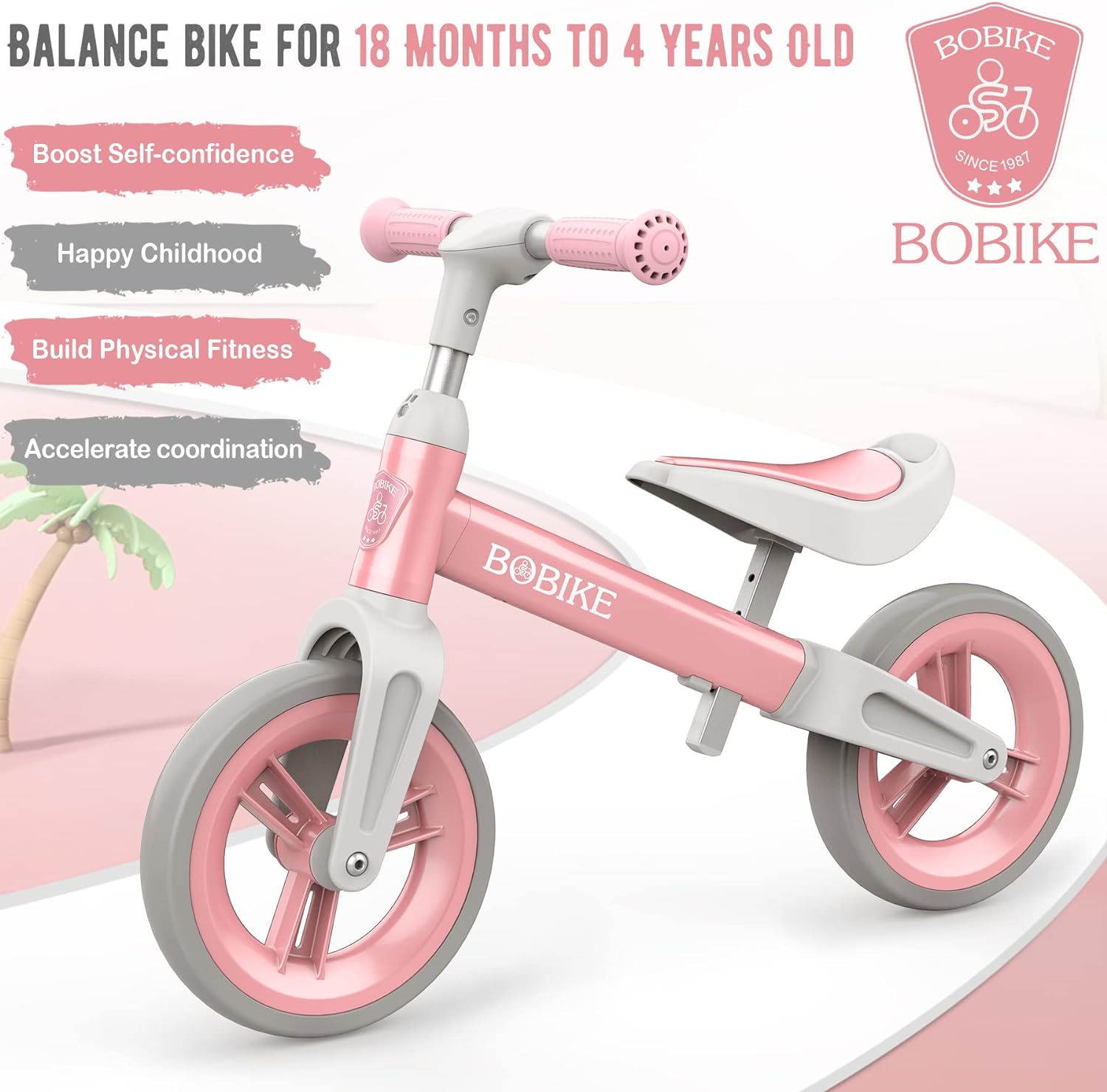 Toddler Balance Bike Toys for 1 to 4 Year Old Girls Boys Adjustable Seat and Handlebar No-Pedal Training Bike Best Gifts for Kids